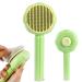 Cat Brush for Shedding Indoor Cats - Cat Hair Brush for Deshedding Long Haired Cats, Self Cleaning Cat Grooming Brush, Slicker Brush for Cats, Kitten and Short Haired Dogs, Cat Fur Comb Brush Green