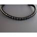 Happiness hinge forehead strap horse swing 'Black beauty' with large glitter stones in matt black hand -sewn (KB leather color black) KB leather color black