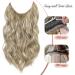 Invisible Wire Hair Extensions - Natural Wavy Synthetic Hair, Adjustable Size, Secure Clips - 20inch Mix Ash Blonde - For Women - Buy Online on SooperMarket.com
