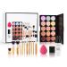 RoseFlower 15 Colors Concealer Camouflage Makeup Cream Palette Cosmetics Contouring Foundation Kit with 11 Pcs Makeup Brushes for Professional Salon and Daily Use 001 Set A