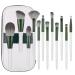 Makeup brush set 12 partly high-quality synthetic bristles with a ieißem case inedu primer blending face rouge lips concealer eyeshadow for beginners and make-up artists