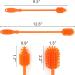 Silicone Bottle Cleaning Brush with Long Handle - 2 Pack Orange | Ideal for Baby Bottles, Hydro Flask, Sports Bottles, Vases and Glassware | 12.5 inch Water Bottle Cleaner for Smaller Diameter - Buy Online on SooperMarket.com