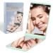 Rantizon Portable Makeup Mirror Dimmable 8 LEDs Lighted Mirror 1X & 2X Magnification Cosmetic Handbag Mirror FoldablePocket Mirror Compact Mirror Green Gifts for Teenage Girls