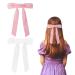 2Pcs Velvet Hair Bows White Bow Hair Clips for Girls Women Hair Barrette with Long Ribbon Vintage Hair Accessories Women Girls(White Pink)