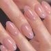 JUSTOTRY 24 Pcs Nude Oval Short False Nails Purple Glitter French Press on Nails Pattern Round Fake Nails Short with Nail Glue Almond Medium Stick on Nails for Women Nails Fake Nail for Nails Art Purple Glitter 1