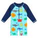 HUAANIUE Baby Girls Swimwear One Piece Long Sleeve Swim Sun Protection Wetsuit UPF 50+ 6M-6Y Boys Bathing Beachwear Swimming Costume 3-4 Years D Long Bluesealife Swimwear