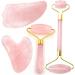 Natural Jade Gua Sha Scraper Board & Roller Set - Anti-Wrinkle Facial Massage Tool Gift Set - Buy Online on SooperMarket.com