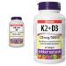 Webber Naturals Cod Liver Oil with Vitamin A and D3 180 Softgels Vision Skin and Immune Support & Vitamin K2 with D3 60 Softgels Helps Support Bones Teeth and Immune Function Gluten