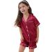 SWOMOG Kids Silk Pyjamas - Short Sleeve Satin PJs Set for Boys and Girls | Red | Ages 12-13 Years - Buy Online on SooperMarket.com