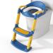 YMINA Potty Training Seat with Step Stool Ladder for Boys Girls Potty Toilet Seat with Handles Splash Guard Foldable Adjustable Comfotable and Anti-Slip Pad for Kids Baby (Blue) Blue-yellow