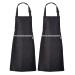 Zihuatailor Waterproof Aprons for Men Dog Grooming Dishwashing, Womens Cooking Apron with Pockets Black X2 W28xL34-Inch