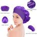 Silk Hair Wrap for Sleeping - Satin Bonnet Sleep Cap for Curly Hair | Soft Satin Head Cover for Women Girls | Purple Silk Bonnet for Makeup and Hair Protection - Buy Online on SooperMarket.com