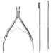 Sularpek Cuticle Remover Tool Set with Cuticle Cutter and Cuticle Pusher 3 in 1 Professional Cuticle Remover Cuticle Scissors Stainless Steel Nail Care Tool for Manicure and Pedicure (Silver)