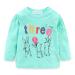 Mud Kingdom Little Girls Boys Birthday Shirt Long Sleeve Cute Cartoon 3 Years Girls Green