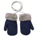 Baby Toddler Furry Winter Gloves with String Cold Weather Warm Knit Magic Mittens Kids Insulated Snow Warm Gloves with Fleece Lining for Baby Girls Boys 0-3 Years Gift (B-Dark Blue)