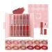 Matte Liquid Lipstick Set 12 Colors Velvet Waterproof Lipstick Pigmented Long Lasting Lip Gloss Lip Plumper Makeup Set with Gift Box