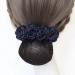 Rose Spring Clip Bun Cover Lace Hair Net Hair Bun Bow Crochet Snood Hair Net Hair Accessories for Women(fine net Navy Blue) fine net Navy Blue