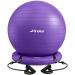 Trideer Ball Chair Yoga Ball Chair Exercise Ball Chair with Base & Bands for Home Gym Workout Ball for Abs, Stability Ball & Balance Ball Seat to Relieve Back Pain 65cm Purple with Bands
