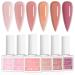 Saviland 5-in-1 Builder Nail Gel Set - 6pcs 10ML Sheer Pink Color Builder Nail Extension Builder Nail Gel in a Bottle  Builder Nail Strengthen & Nail Repair  Hard Gel for Nails Gift Box Set for Ladies B-10ML* 6 Pink  Lig...