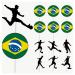 Brazil Football Silhouette Flag Mix Party Food & Cupcakes Picks Decorations Toppers (pack of 14)