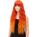 YEESHEDO Long Wavy Curly Wig for Women - 28 Inches Ombre Orange Synthetic Hair with Fringe for Party and Cosplay - Buy Online on SooperMarket.com