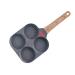 DELURA Saucepan 4 Holes Egg Frying Pan Multifunction Hamburger Steak Pan Wooden Handle Cooking Pan Cooking Utensils Wok