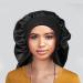 Satin Bonnet for Women 2 Pack - Soft & Elastic Black Leopard Hair Cap - Large Breathable Silky Sleeping Bonnet - Braids Bonnets for Women - Buy Online on SooperMarket.com