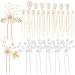 25 Pack Flower Leaf Pearl Wedding Bridal Hair Pins Clips Barrettes 3 Styles U Shaped Hair Decorative Barrettes Rhinestone Crystal Accessories Spiral Headpieces for Women Girls Brides Bridesmaids