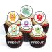 PRECUT Monsters Edible Cupcake Toppers - Cute Monsters Theme Premium Thickness SWEETENED VANILLA - wafer card disc cake decorations (Pack of 24)