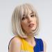 HAIRCUBE Creamy White Short Bob Wig with Bangs - 12 Inch Heat Resistant Synthetic Wig for Women - Buy Online on SooperMarket.com