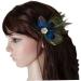 Feather Peacock Hair Clip Natural Feather Fascinator Barrette with Sparking Rhinestone  - Buy Online on SooperMarket.com