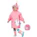 Barakara Kids Raincoat Waterproof Rain Poncho for Kids Toddler Rain Suit Puddle Suit Lightweight Reusable Hiking Hooded Rain Jacket with Safe Reflective Hape Pink B S