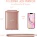 LED Foldable Travel Makeup Mirror - 5x7 inches, 3 Color Light Modes, USB Rechargeable - Rose Gold - Buy Online on SooperMarket.com