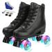 jessie PU Leather Roller Skates Roller Skates for Women Outdoor and Indoor Adjustable Four-Wheel Premium Roller Skates for Women Men Boys and Girls flash wheel Women's 8 / Men's 6.5