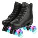 Roller Skates PU Leather High-top Roller Skates Four-Wheel Roller Skates Shiny Roller Skates with Carry Bag for Girls and Boys flash wheel US: 13