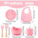 6-Piece Silicone Baby Weaning Set in Pink | Bib, Plate, Bowl, Cup, Fork & Spoon for Babies, Toddlers & Kids - Buy Online on SooperMarket.com