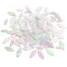 KALUCION 120 Pcs Iridescent White Petal Mosaic Tiles  Hand Cut Stained Glass Petals  Floral Mosaic Tiles  Tiffany Glass Flower Petals Supplies Kit for Mosaics and Crafts  Mixed Sizes Magic Iridescent-White