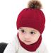 Yinuoday 2PCS Toddler Baby Knit Hat Scarf Winter Warm Beanie Cap with Circle Loop Scarf Neckwarmer Red