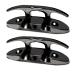 MIZUGIWA 4-1/2" Folding Cleat Black Marine Stainless Steel Boat Cleat Flip Up Dock Cleat Black, 4 1/2 INCH - 2PCS