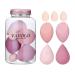 7 Pcs Multi-color Makeup Sponge Set, Foundation Blending Beauty Blender, Flawless for Liquid Creams and Powders A-Pink