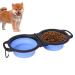 Foldable meal cones made of silicone for dogs double food bowl for dogs |Foldable pet bowls for travel camping double feed shell made of silicone shenrongtong