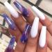Brishow artificial nails long press on nails purple white hair coloring ballerina acrylic nails to stick on full cover 24pcs for women and girls