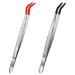 Bcowtte 2 Pieces Tweezers Curved Curved Rubber Tip Tweezers Stainless Steel Tweezers for Laboratory Jewelry Making