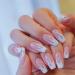 24PCs Press false nails flame coffin square acrylic fake nails fire glue on fingernails for women girls diy manicure salon color pink
