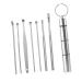 Ear Cleaning Tool Ear Cleaning Kit 1 Set Ear Picking Spoon Set of 7 Set Stainless Steel Silver to Rotate Rotary Tool Cleaning Kits