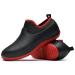 YUKTOPA Mens Womens Waterproof Non Slip Work Clogs Oil Resistant Chef Shoes Safety Garden Shoes Work Shoes 14 Women/12 Men Black/Red