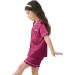 SWOMOG Kids Silk Pyjamas Set | Short Sleeve Satin PJs for Boys & Girls | Button-Down Silky Nightwear for Children & Teens | Age 4-16 | Grapefruit - Buy Online on SooperMarket.com