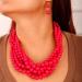 Shop Wiwpar Simulated Pearl Cluster Necklace Set | Multi Strand Twisted Pearl Jewelry - Pink Statement Bib Collar - Buy Online on SooperMarket.com