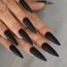 24pcs Extra Long Matte Black False Nails - Full Coverage Reusable & Long Lasting - International Shipping Available - Buy Online on SooperMarket.com