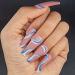 Vatocu Coffin Shiny False Nails - Long Wavy Lines Nude Color Stick-On Acrylic Nails for Women & Girls (24pcs) | International Shipping Available - Buy Online on SooperMarket.com